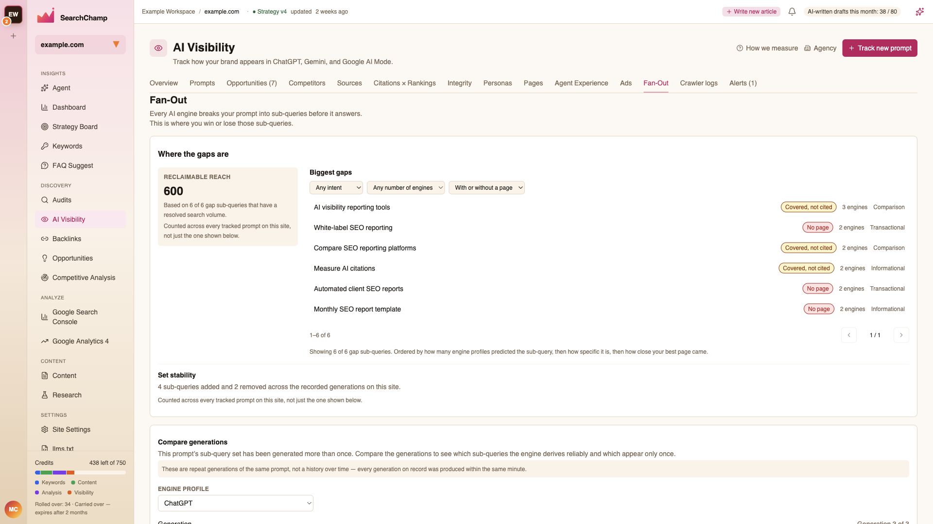 The Fan-Out tab with the sub-query graph